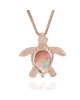 Black Mother-of-Pearl Sea Turtle Drop Necklace in Rose Gold