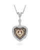 2 Tone Diamond Heart Locket on 2 Strand Cable Chain