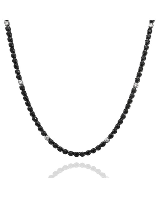 Black Diamond Inline Necklace with White Diamond Stations