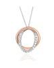 Diamond Overlapping Open Circle Necklace in White and Rose Gold