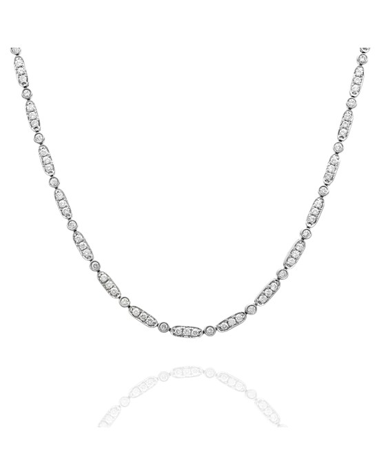 Diamond Oval and Round Link Necklace with Extension