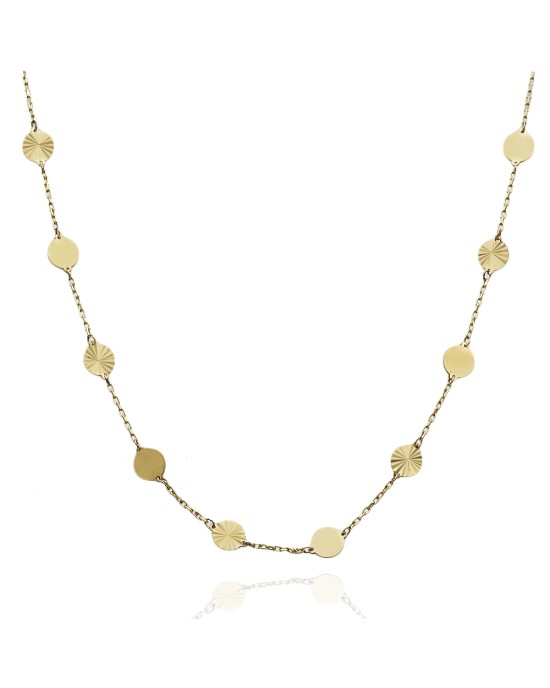 Alternating Flat and Fluted Disc Cable Chain Necklace