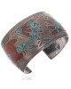 Navajo William Singer Sterling Silver Turquoise Chip Inlay Cuff Bracelet