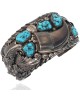 Navajo N. King Sterling Silver Turquoise Bear Claw Cuff Bracelet