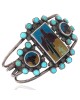 SWD Sterling Silver & Turquoise Desert Landscape Scene Cuff Bracelet
