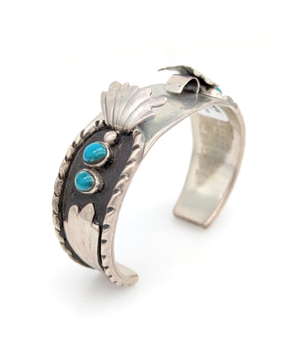 Navajo Sterling Silver & Turquoise Watch Cuff Bracelet