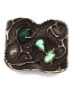 Vintage Navajo Handmade Abstract Sterling Silver Turquoise Belt Buckle