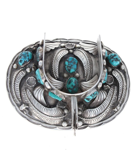 Navajo T.K. Emerson Sterling Silver & Turquoise Spur Buckle