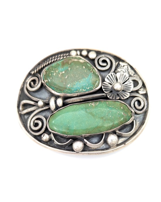 Navajo Jimmy Victor Begay Sterling Silver & Turquoise Buckle