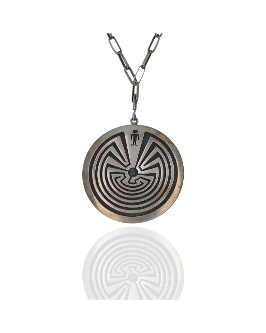 Hopi Sterling Silver Man in the Maze Reversible Necklace