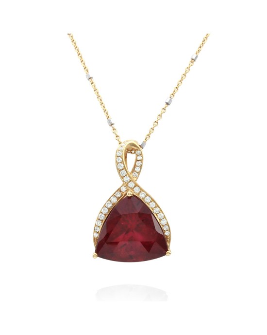 Rubellite Tourmaline and Pave Diamond Pendant Enhancer in Gold