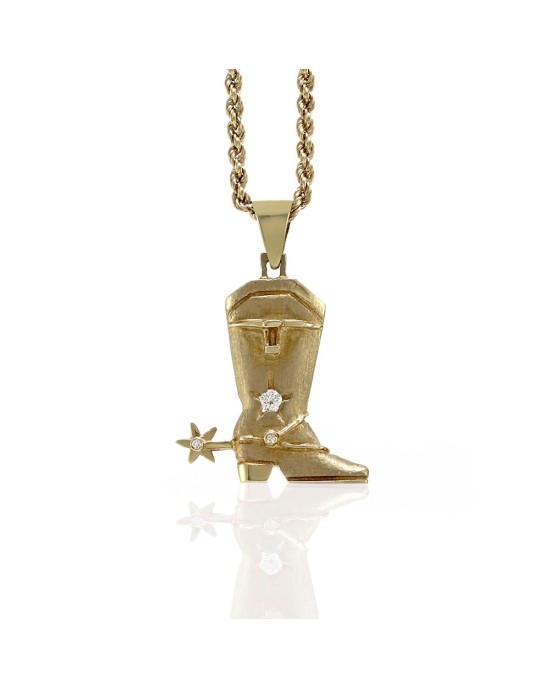Cowboy Boot and Spur Pendant in Gold