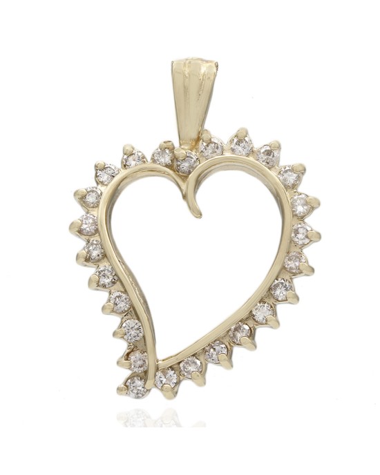 14KY Open Heart Diamond Pendant