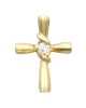 Diamond Solitaire Bypass Cross in Yellow Gold