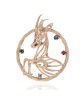 3 Dimensional Gazelle Open Pendant with Mixed Stones