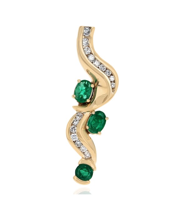 Emerald and Diamond Elongated Pendant