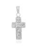 Diamond Etched Cross Pendant in White Gold