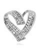 2 Row Diamond Crossover Open Heart Pendant in White Gold