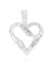 Round and Baguette Diamond Open Heart Pendant in White Gold