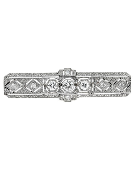 Vintage European Diamond Filigree Bar Pin