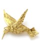 Vintage Hummingbird Brooch with Diamond Accent in 18K Yellow Gold