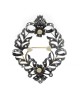 Edwardian Rose Cut Diamond & Pearl Wreath Brooch in 13K Gold & Silver