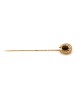 Horseshoe Tiger's Eye and Seed Pearl Stick Pin in Gold