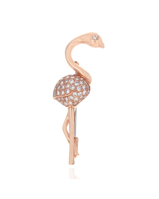 Diamond Pave Flamingo Pin