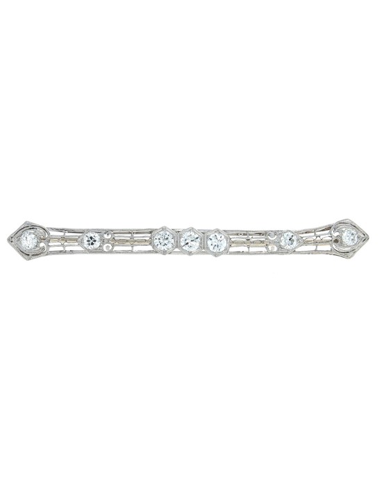 European Diamond Bar Pin in Platinum
