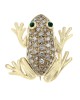 Diamond Frog Pin with Emerald Eyes