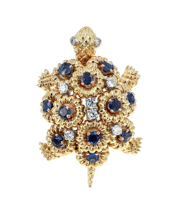 Tiffany & Co. Vintage Sapphire and Diamond Turtle Brooch