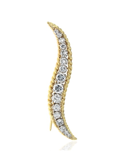 Graduated Diamond Twisted Accent Wave Brooch