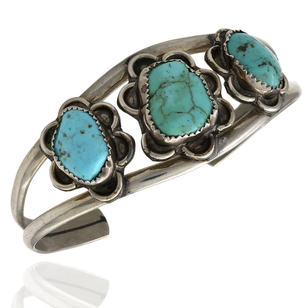 Vintage Hecho en Mexico Sterling Silver /& Turquoise Cuff
