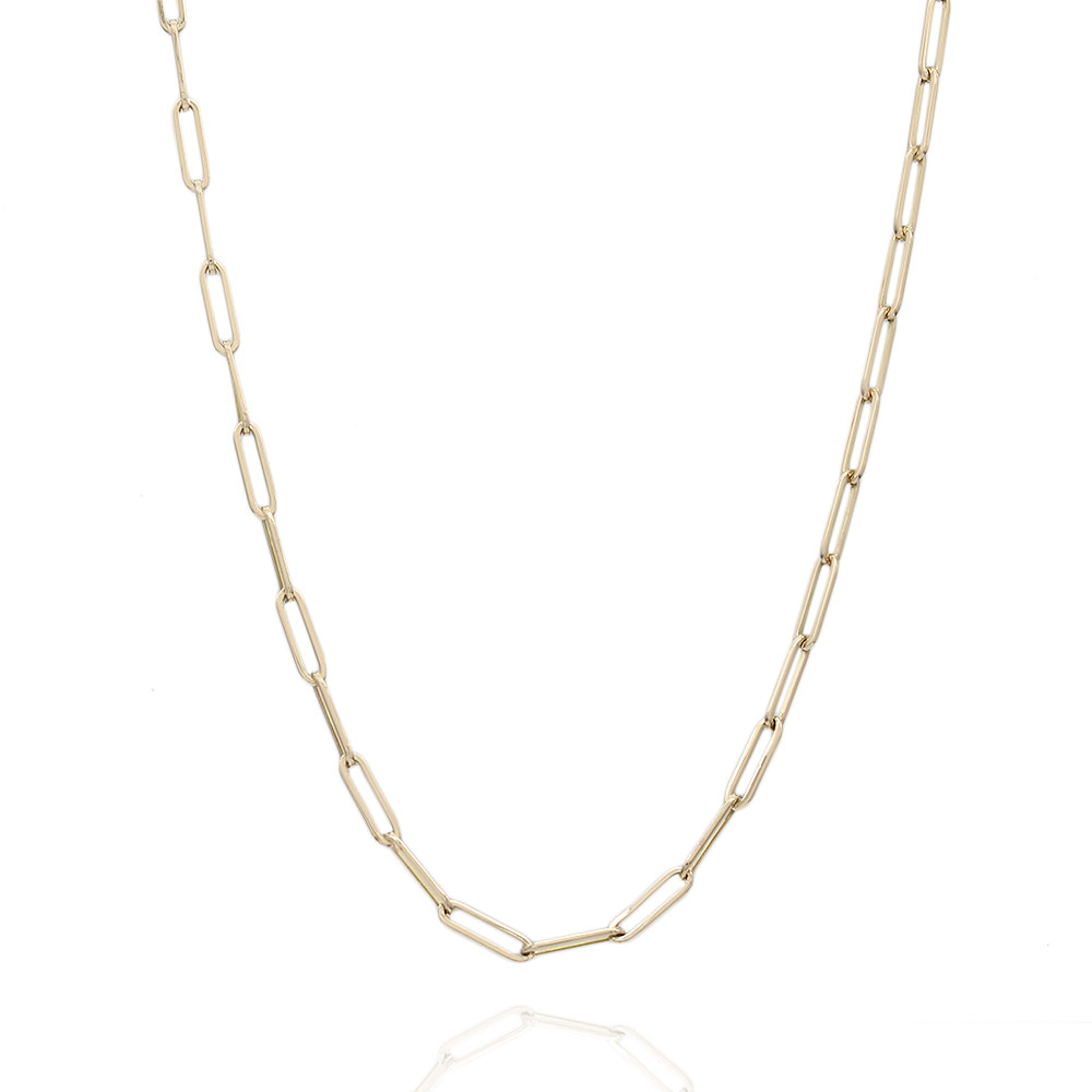 8KY Rectangular Link Chain Necklace 28 IN