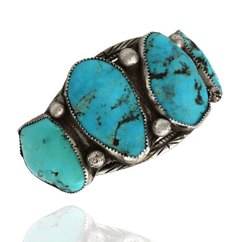 Details about   Native American Jewelry Nickel Silver Turquoise Bracelet by Phoebe Tolta