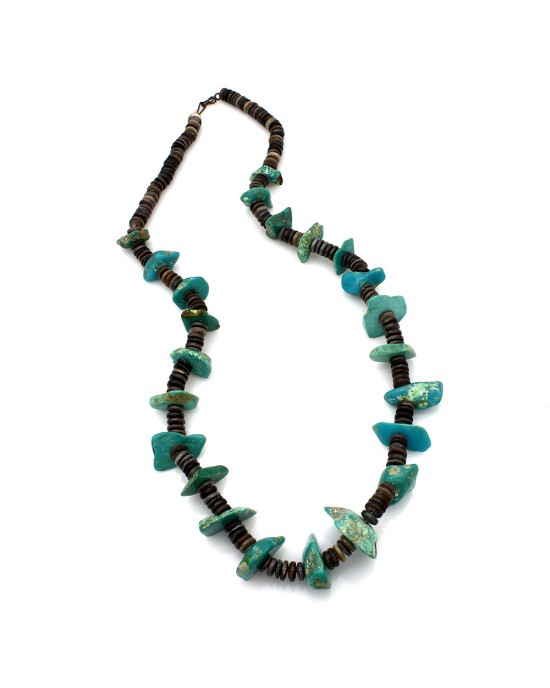 Native American Handmade Turquoise and Shell Bead Necklace 