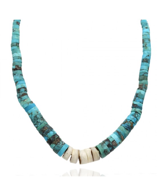 Details about   Navajo Turquoise & Heishi Beaded Necklace 