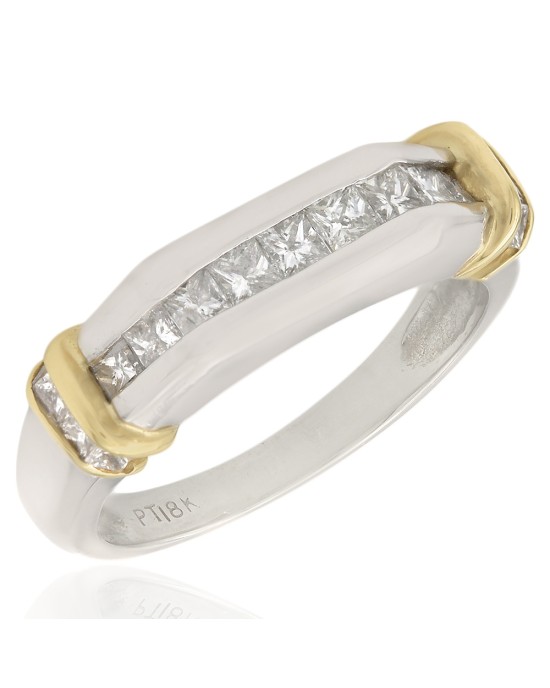 Platinum and 18KY Princess Diamond Ring