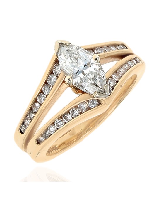 Marquise Cut Diamond Solitaire Split Shank Ring
