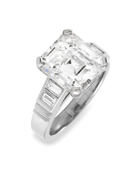 GIA Certified 5.02ct SQ.Emerald Cut Diamond Engagement Ring in Platinum