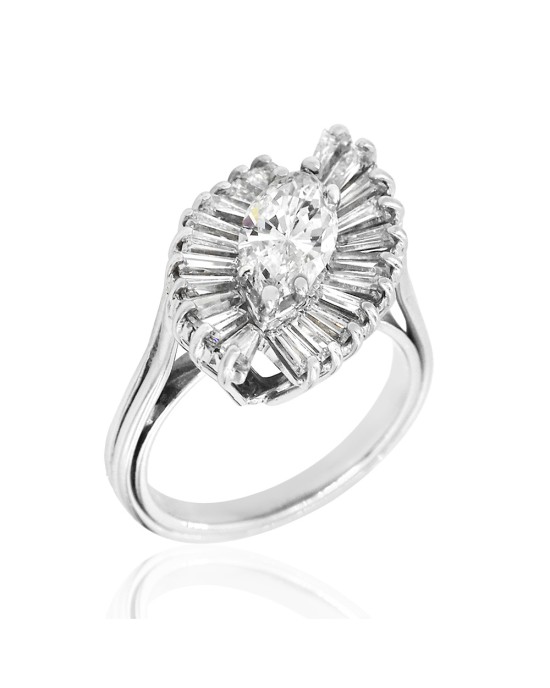 1.12ct VS2, I GIA Certified Marquise Diamond Engagement Ring in 14K White Gold