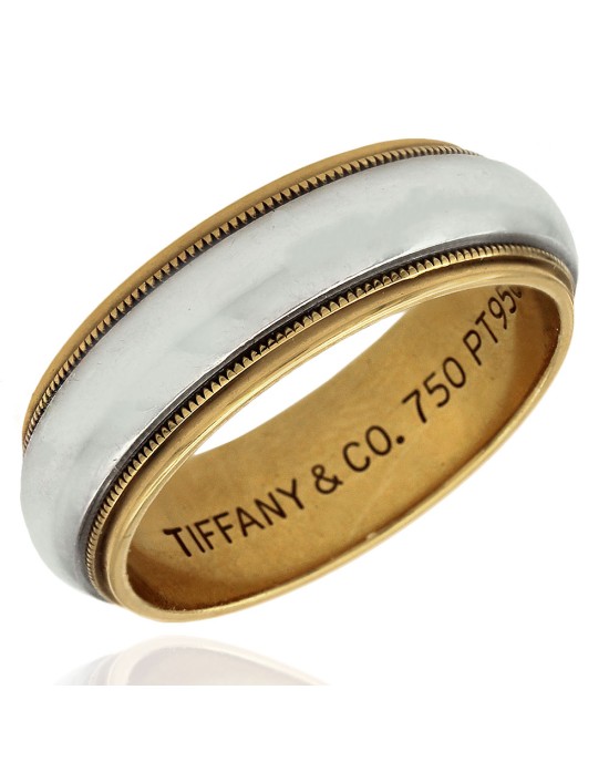 Gentleman's Tiffany & Co. Lucida 6.1mm Ring/ Band in 18KY/ Platinum SZ 8.75
