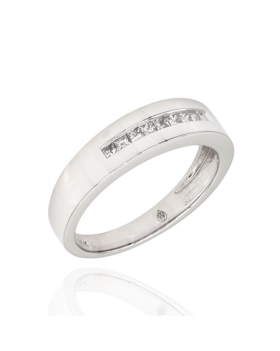 0.47ctw Princess Cut Diamond Band/ Ring in 14K White Gold SZ 10.25