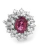 Pink Sapphire & Diamond Cluster Halo Ring in Platinum