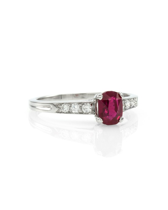 Behoort Minister Fantastisch Tiffany & Co. Burmese Ruby and Pave Diamond Ring in 900 Platinum