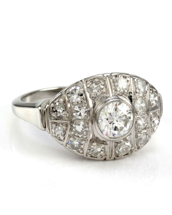 Vintage 1.14ctw Diamond Shield Ring in Platinum