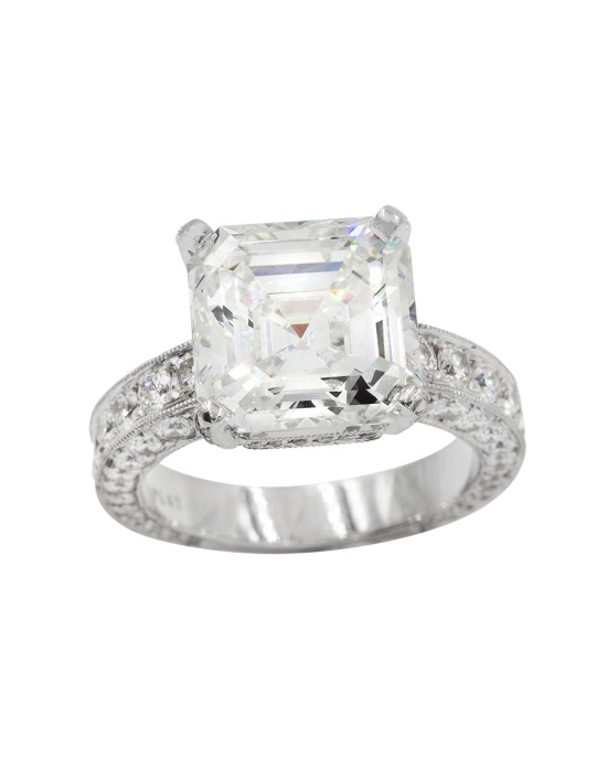 GIA Certified Square Emerald Cut Diamond Solitaire Ring in Platinum