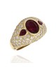 Burmese Ruby and Diamond Dome Ring in Gold