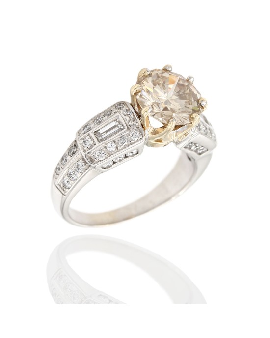 Cognac Diamond Solitaire Ring in Gold