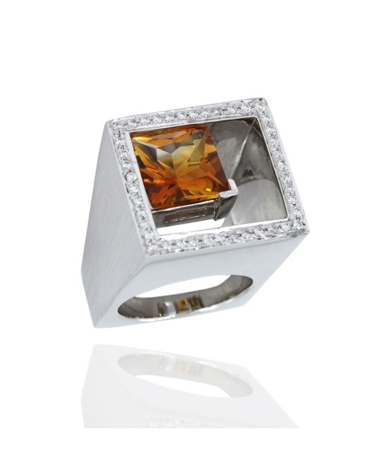 Gauthier Madeira Citrine and Diamond Ring in Gold